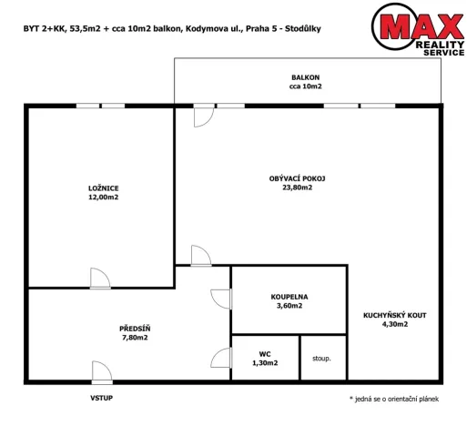 Pronájem bytu 2+kk, Praha - Stodůlky, Kodymova, 53 m2