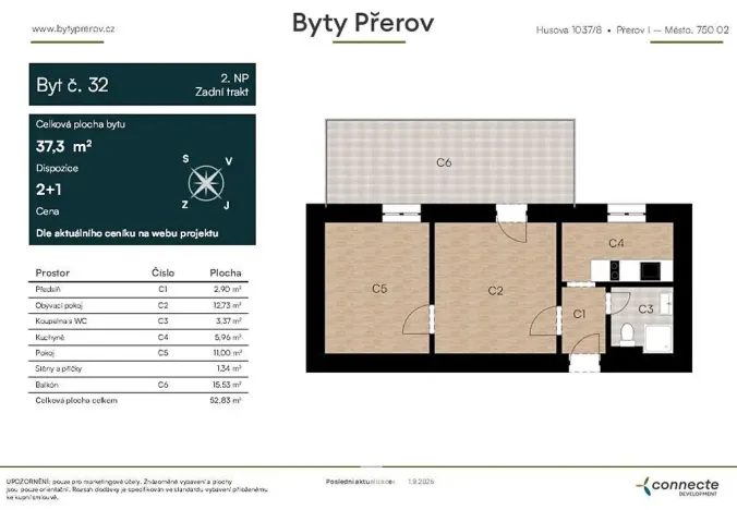 Prodej bytu 2+1, Přerov, Husova, 52 m2