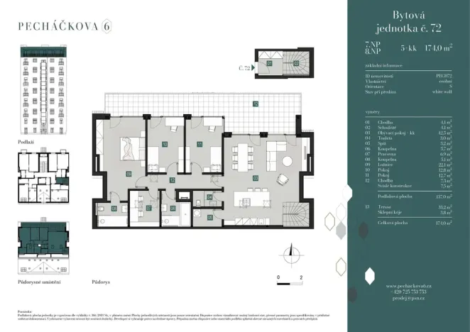Prodej bytu 5+kk, Praha, Pecháčkova, 130 m2