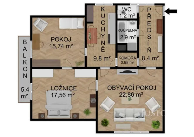 Prodej bytu 3+1, Písek - Budějovické Předměstí, Baarova, 80 m2