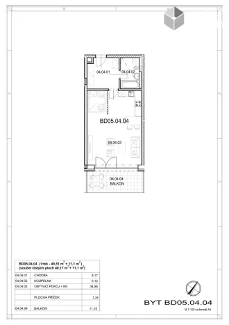 Prodej bytu 1+kk, Beroun - Beroun-Město, Nepilova, 48 m2