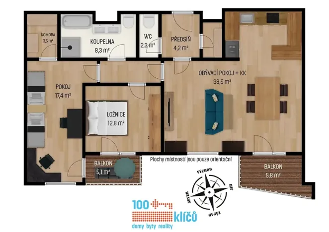 Pronájem bytu 3+kk, Praha - Vysočany, Nepilova, 93 m2