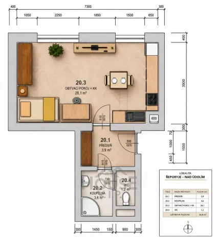 Prodej bytu 1+kk, Praha - Stodůlky, Na Výrovně, 37 m2