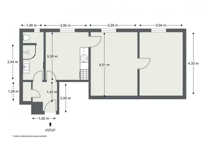 Pronájem bytu 2+1, Rakovník - Rakovník I, Vysoká, 46 m2