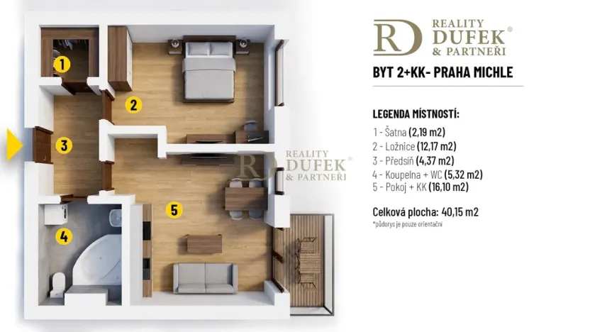 Prodej bytu 2+kk, Praha - Michle, Novobohdalecká, 40 m2