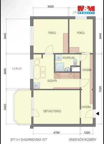 Pronájem bytu 3+1, Rožnov pod Radhoštěm, Svazarmovská, 62 m2