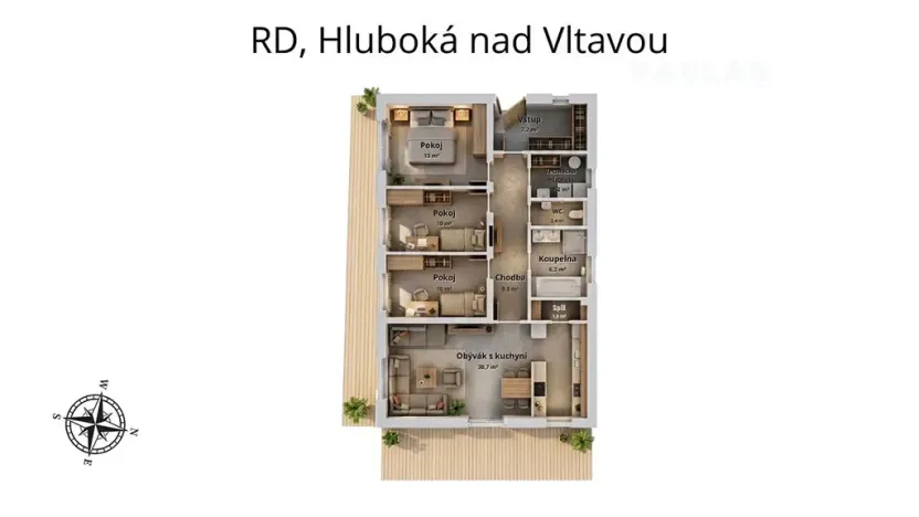 Prodej rodinného domu, Hluboká nad Vltavou, Rybova, 97 m2