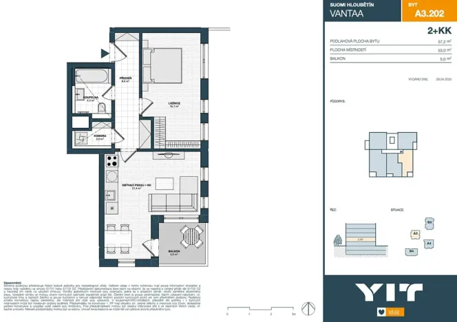 Pronájem bytu 2+kk, Praha - Hloubětín, Waltariho, 57 m2