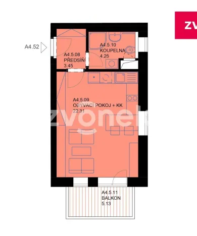 Pronájem bytu 1+kk, Uherské Hradiště, Zahrádky, 30 m2
