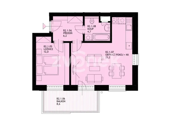 Pronájem bytu 2+kk, Uherské Hradiště, Zahrádky, 49 m2