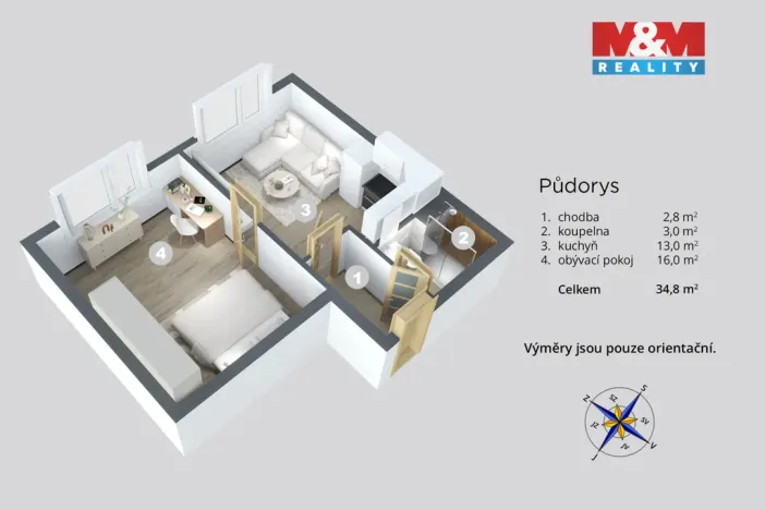 Prodej bytu 1+1, Ústí nad Labem - Severní Terasa, Maková, 33 m2