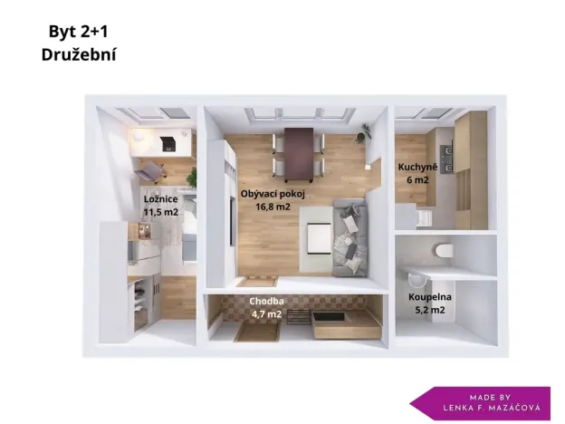 Prodej bytu 2+1, Olomouc - Nové Sady, Družební, 43 m2