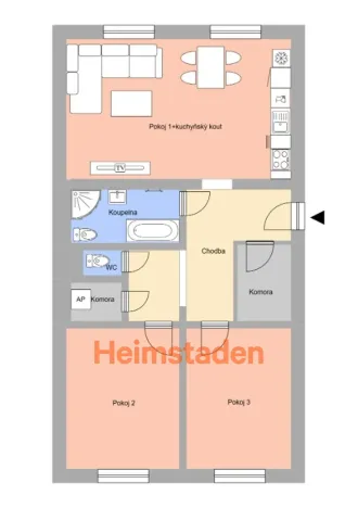 Pronájem bytu 3+kk, Ostrava - Poruba, Alšovo náměstí, 82 m2