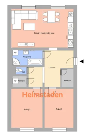 Pronájem bytu 3+kk, Ostrava - Poruba, Alšovo náměstí, 70 m2