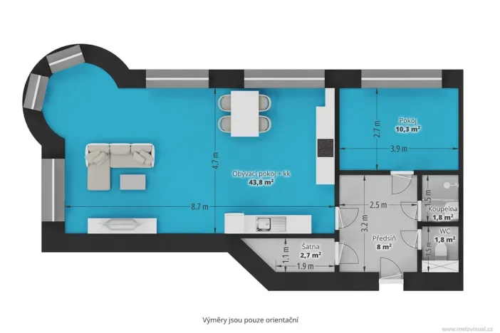 Pronájem bytu 2+kk, Praha - Košíře, Brožíkova, 65 m2