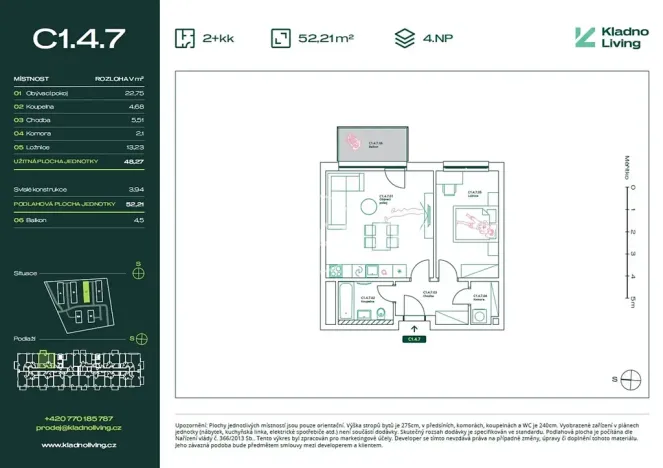Prodej bytu 2+kk, Kladno, Pražská, 48 m2