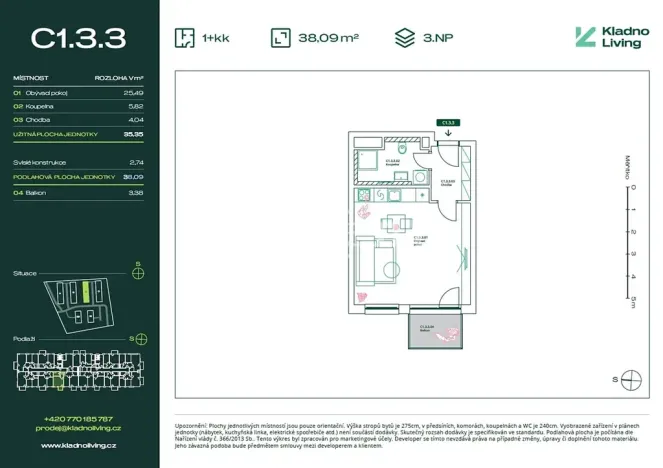 Prodej bytu 1+kk, Kladno, Pražská, 36 m2