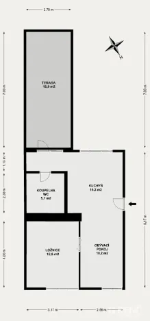 Pronájem bytu 2+kk, Brno, Pod Horkou, 44 m2