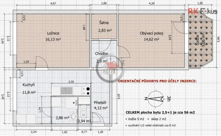 Pronájem bytu 2+1, Třebíč, 58 m2