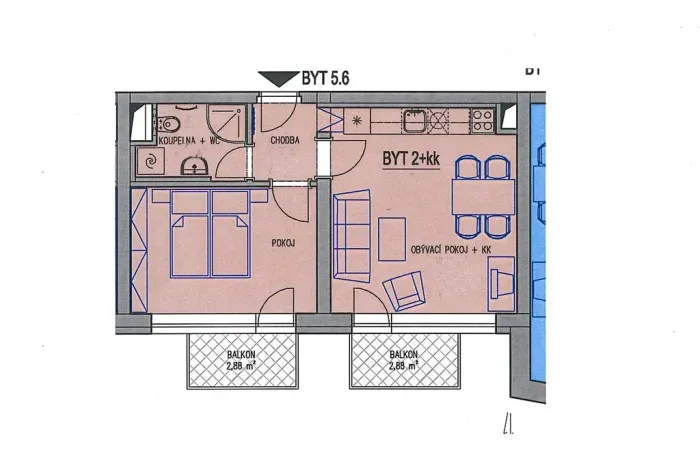Pronájem bytu 2+kk, Brno, Rybářská, 39 m2
