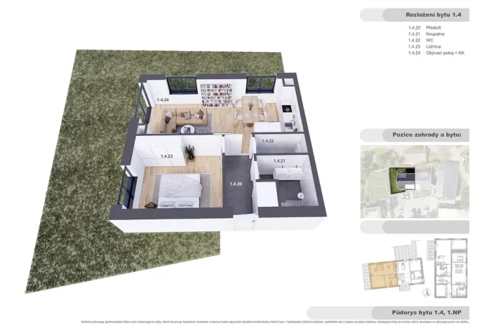Prodej bytu 2+kk, Praha - Holyně, náměstí Pod lípou, 55 m2