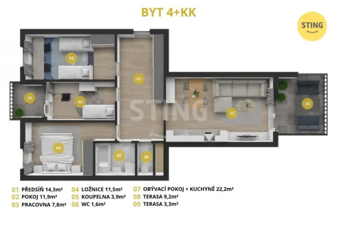 Prodej bytu 3+kk, Praha, Škrábkových, 80 m2
