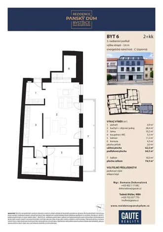 Pronájem bytu 2+kk, Bystřice nad Pernštejnem, Masarykovo náměstí, 64 m2