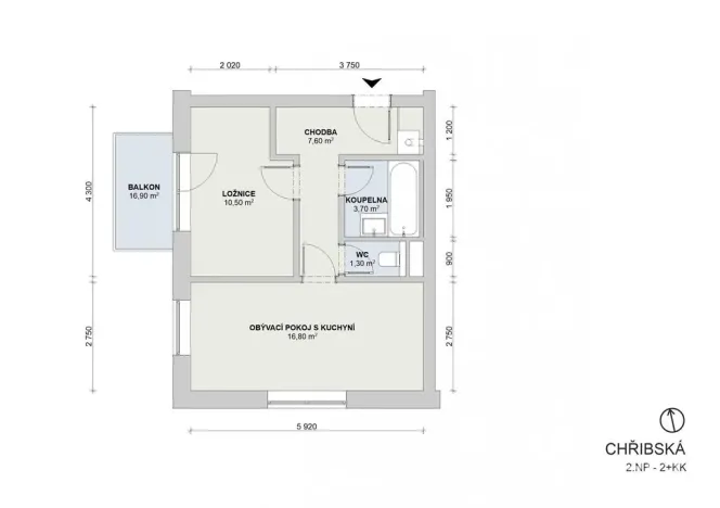 Prodej bytu 2+kk, Praha - Ďáblice, Chřibská, 43 m2