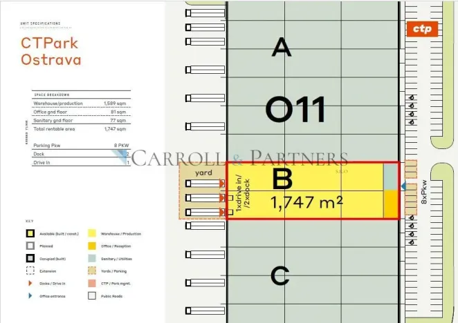 Pronájem skladu, Ostrava - Hrabová, Na Rovince, 1500 m2