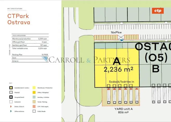 Pronájem skladu, Ostrava - Hrabová, Na Rovince, 1500 m2