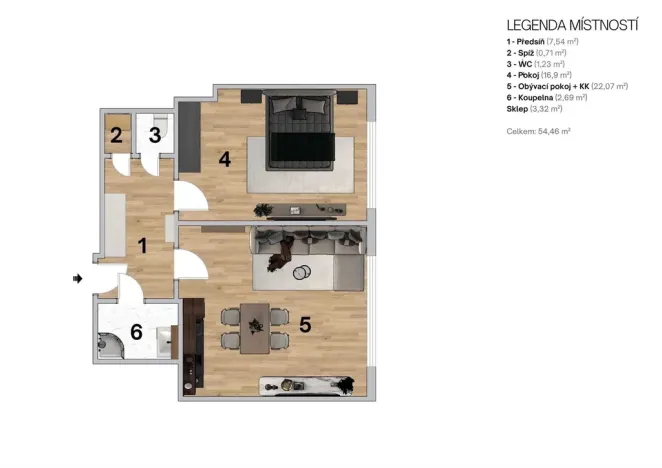 Prodej bytu 2+kk, Praha, Vyšší, 52 m2