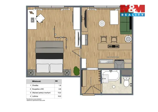 Prodej bytu 1+1, Chomutov, Školní pěšina, 35 m2