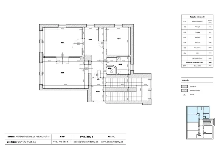 Prodej bytu 3+1, Mariánské Lázně, Hlavní třída, 83 m2