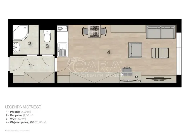 Prodej bytu 1+kk, Praha - Krč, Štúrova, 26 m2