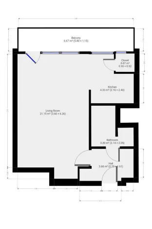 Pronájem bytu 1+kk, Praha - Vršovice, Baškirská, 34 m2