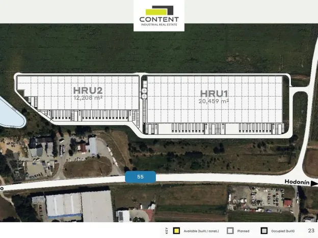 Pronájem výrobních prostor, Hrušky, Polní, 20459 m2