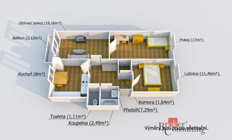 Prodej bytu 3+1, Tlučná, V Rybníčkách, 70 m2