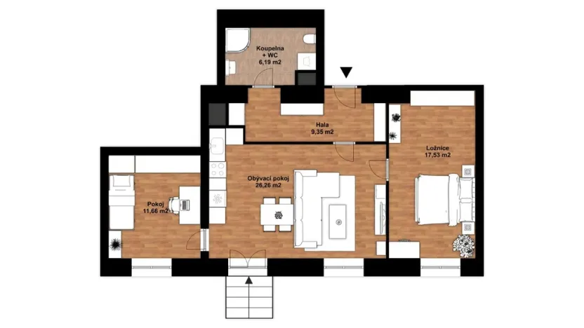 Pronájem bytu 3+kk, Tábor, Kpt. Jaroše, 74 m2