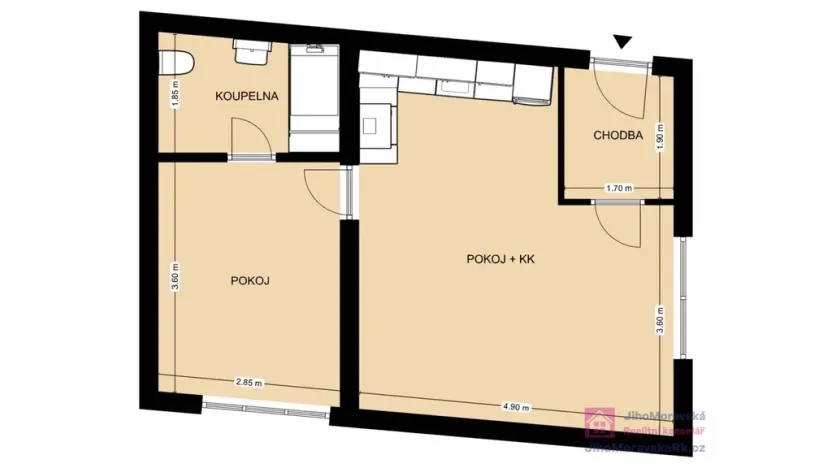 Pronájem bytu 2+kk, Břeclav, Nová, 42 m2