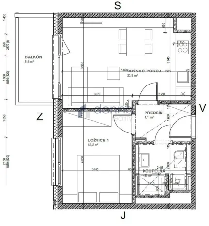 Pronájem bytu 2+kk, Praha, Hodkovická, 45 m2