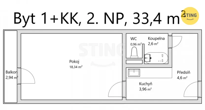Prodej bytu 1+kk, Otrokovice, Školní, 30 m2