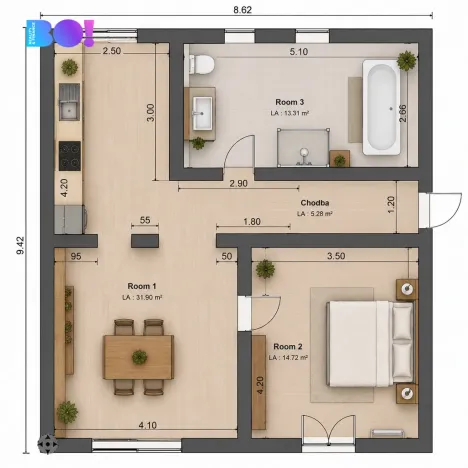 Prodej bytu 2+1, Holešov, 63 m2