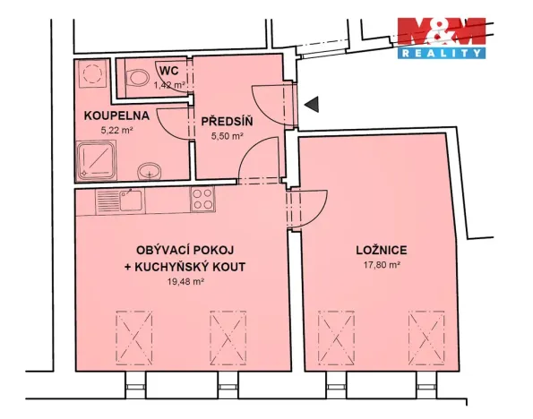 Pronájem bytu 2+kk, Vysoké Mýto - Vysoké Mýto-Město, Tůmova, 49 m2