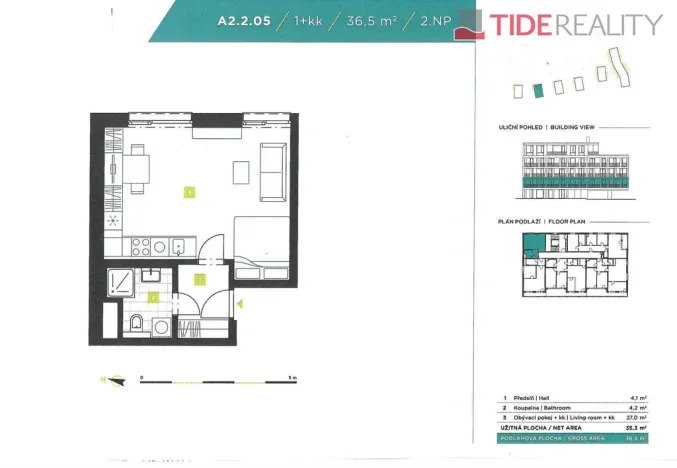 Prodej bytu 1+kk, Beroun, 36 m2