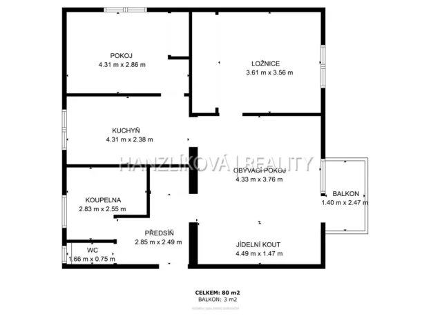 Prodej bytu 3+1, České Budějovice - České Budějovice 3, Nerudova, 80 m2