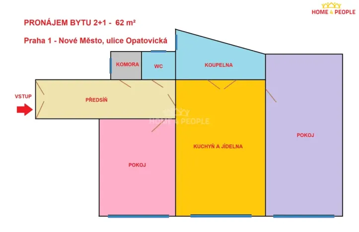 Pronájem bytu 2+1, Praha - Nové Město, Opatovická, 62 m2