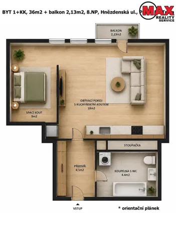 Pronájem bytu 1+kk, Praha - Troja, Hnězdenská, 36 m2