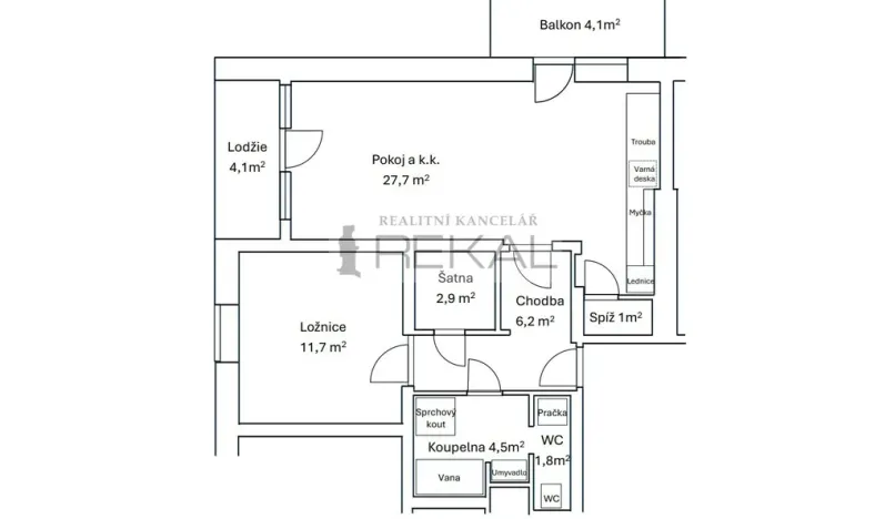 Pronájem bytu 2+kk, Praha - Košíře, Česká, 65 m2