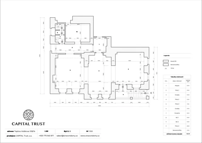 Prodej bytu 3+1, Teplice, Kollárova, 106 m2