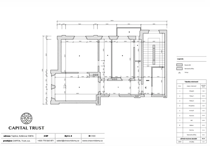 Prodej bytu 3+kk, Teplice, Kollárova, 88 m2